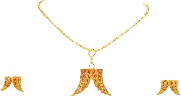 Assamese_Traditional_Gold_Plated_Red_Colour_Haathi_Daant_Pendant_Chain_Set_For_Women